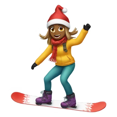 Girl snowboarding with Christmas hat sticker