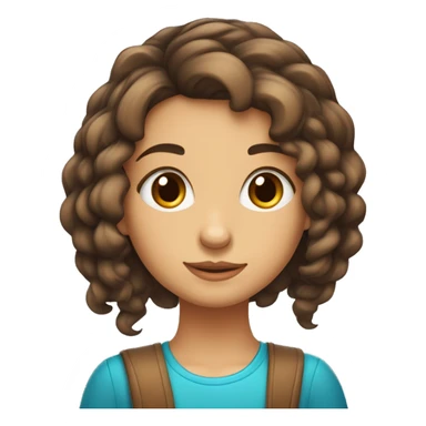 Menina cabelo castanho longo e meio curto com olhos azuis Cartoon  sticker