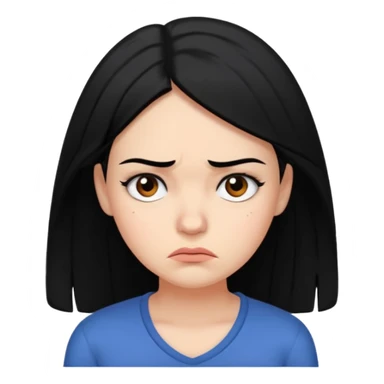 A worried woman, black hair, with one eyebrow raised sticker