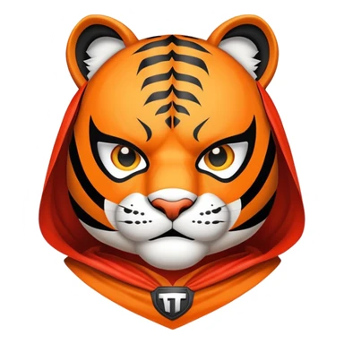 superhero tiger face with cape and mask for Twitch emote sticker