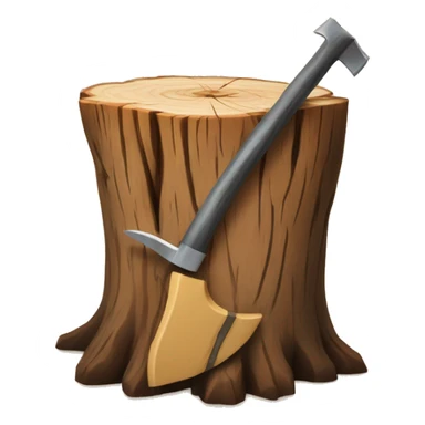wood stump with axe cutting into it sticker