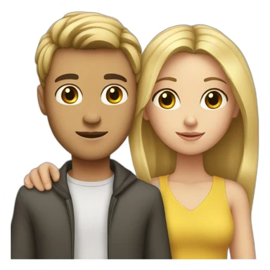 Brunette girl with blonde boy sticker