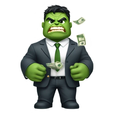 Hulk in business suit holding money  sticker