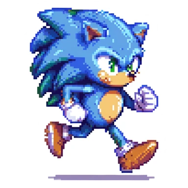 Sonic the Hedgehog, pixel art style, retro video game look, running pose sticker