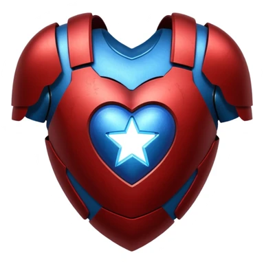 A red Iron Man armor heart with a glowing blue star in the center sticker