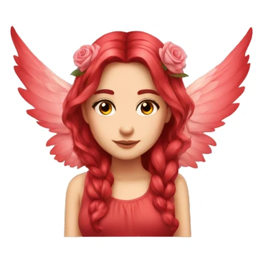 big wings, rose, Beautiful, fairy, red, long hair sticker