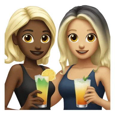 Blonde and black pale hair girls holding cocktails  sticker