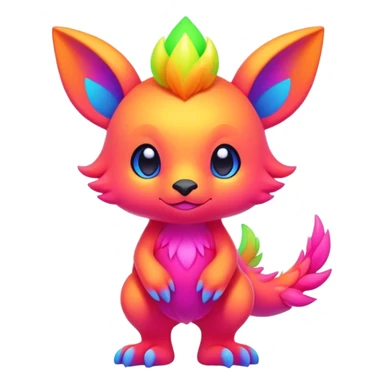 Neon-colored vibrant colorful Cute Fionbri-creature (full body) by Falvie sticker