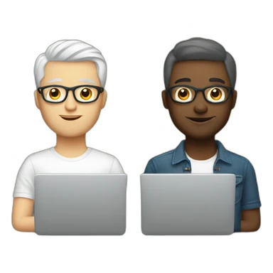 two white male designers with laptops sticker