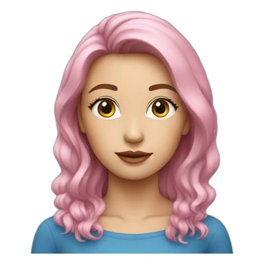 Femme ; yeux bleu ; acné ; cheveux rose sticker