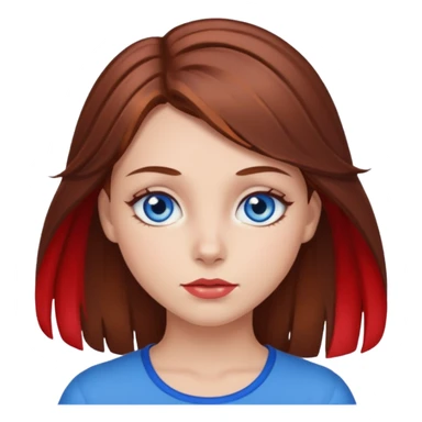 A girl with brown hair, with red streaks and blue eyes sticker