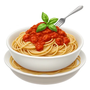 Draw a bowl of spaghetti pasta with tomato sauce & basil garnish. sticker