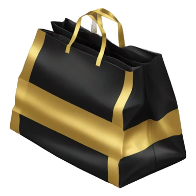 An image of a black plastic bag with diagonal gold stripes. The top part has a cutout handle for easy carrying sticker