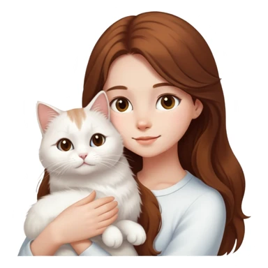 white cat with brown hair girl sticker