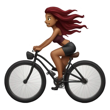 Beautiful tattooed  burgundy long haired woman riding a bike sticker