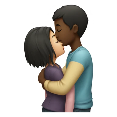 Black boy kissing Asian girl sticker