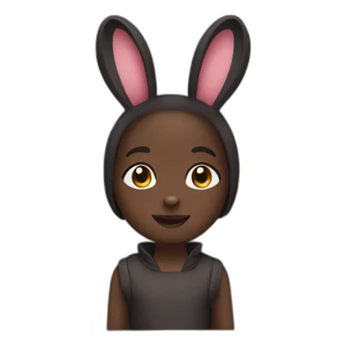 back facing POV, dark skinned, small bunny outfit sticker