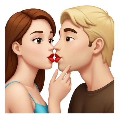 two girls and 1 guy kissing sticker