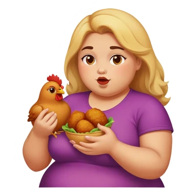 Fat girl eating chicken sticker