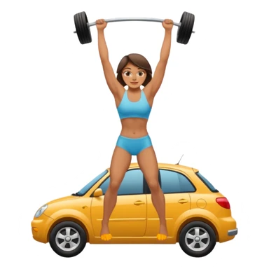 Barefoot woman lifting up a car with her hands sticker