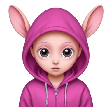 Aliens Pink, hoodie, cute big eyes, big ears sticker