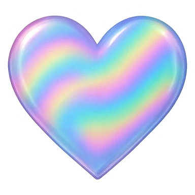 heart with a holographic rainbow texture, digital illustration, no background sticker