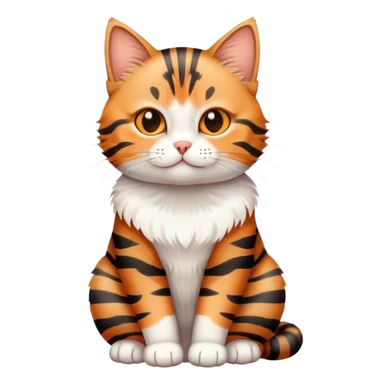 Cute tabby cat with white stomach, adorable face, sitting position showing white belly sticker
