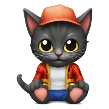 Gatitos batmat con gatito spiderman sticker