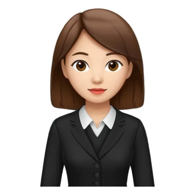 asian young woman brown-haired teacher in black daily dress  sticker