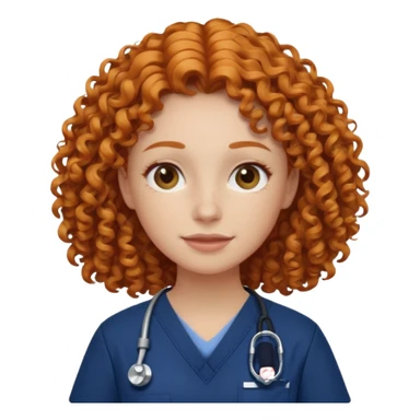 a ginger curly hair vet woman with navy blue scrub

 sticker