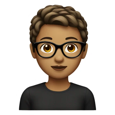 girl with short brown hair and black glasses sticker