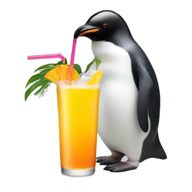 Penguin sipping a tropical drink sticker