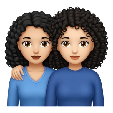 2 girl best friends. One who is African american with black hair and dark brown eyes. one who is white with curly dark brown hair and dark brown eyes. sticker