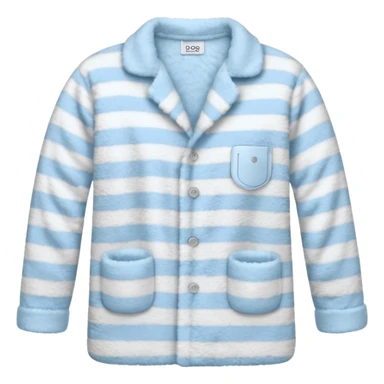 emoji of an isolated fluffy fleece pajama top with soft pastel 'vertical' stripes, plush fuzzy texture, light grey and pastel blue tones, button-down long sleeves, neatly folded flat-lay, no person, no body, no mannequin, cozy warm winter mood, soft shading sticker