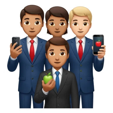 mobile phone man team  with apple logo sticker