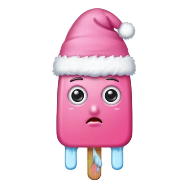 pink popsicle with eyes and snow hat sticker