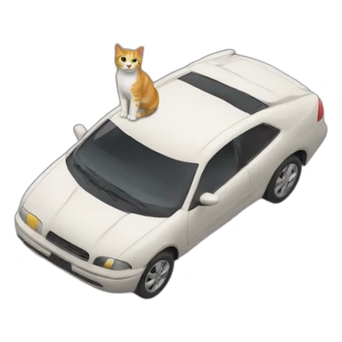 A car with a cat on top of it sticker