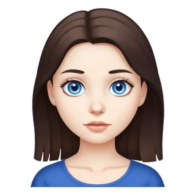 Girl with white skin and brunette hair with dark blue eyes  sticker