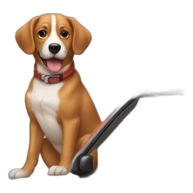 dog fixing a car sticker