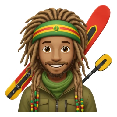Rastafari with skis sticker