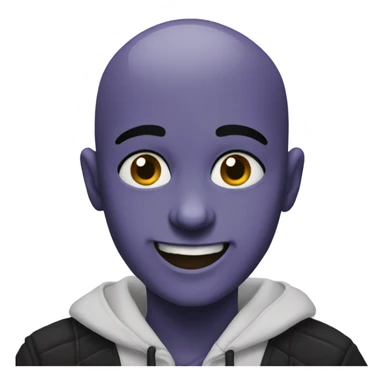 smiling bald boy in horror and black iris color sticker