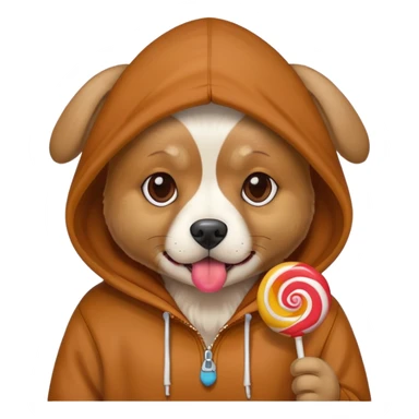 dog throwing up with a hoodie n lollipop sticker