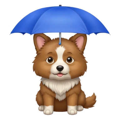 dog with blue umbrella closeup view sticker