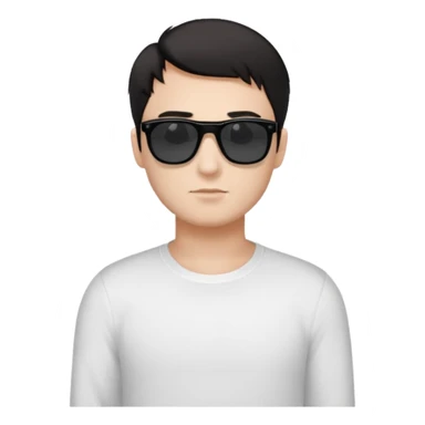 Парень в белом лонгсливе и черных прямоугольных очках солнцезащитныхс короткой стрижкой на бок темные волосы черный фон sticker