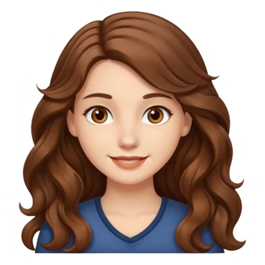 white girl with long wavy brown hair with brown eyes sticker