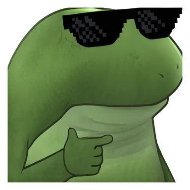 Green frog dancing on beach with sun rays highlighting, happy beach party frog sticker