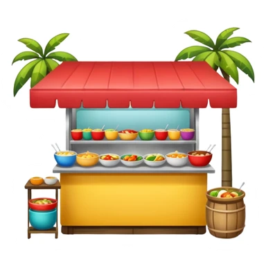 small indonesian roadside foodstall, front facing sticker