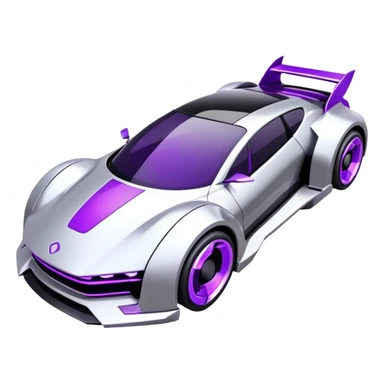 futuristic silver and black and white and purple cyberpunk car sticker