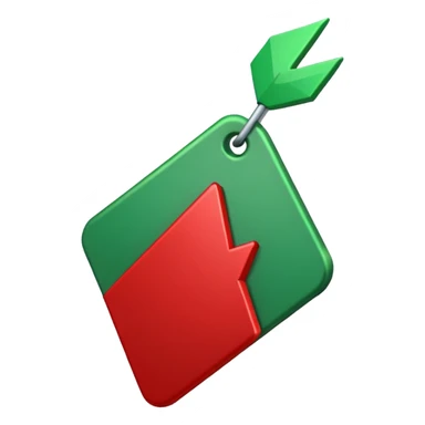 Tag vermelha com uma flecha pra cima verde do lado sticker