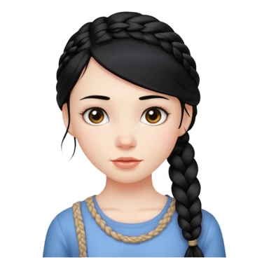 a girl with black hair in a braid sticker